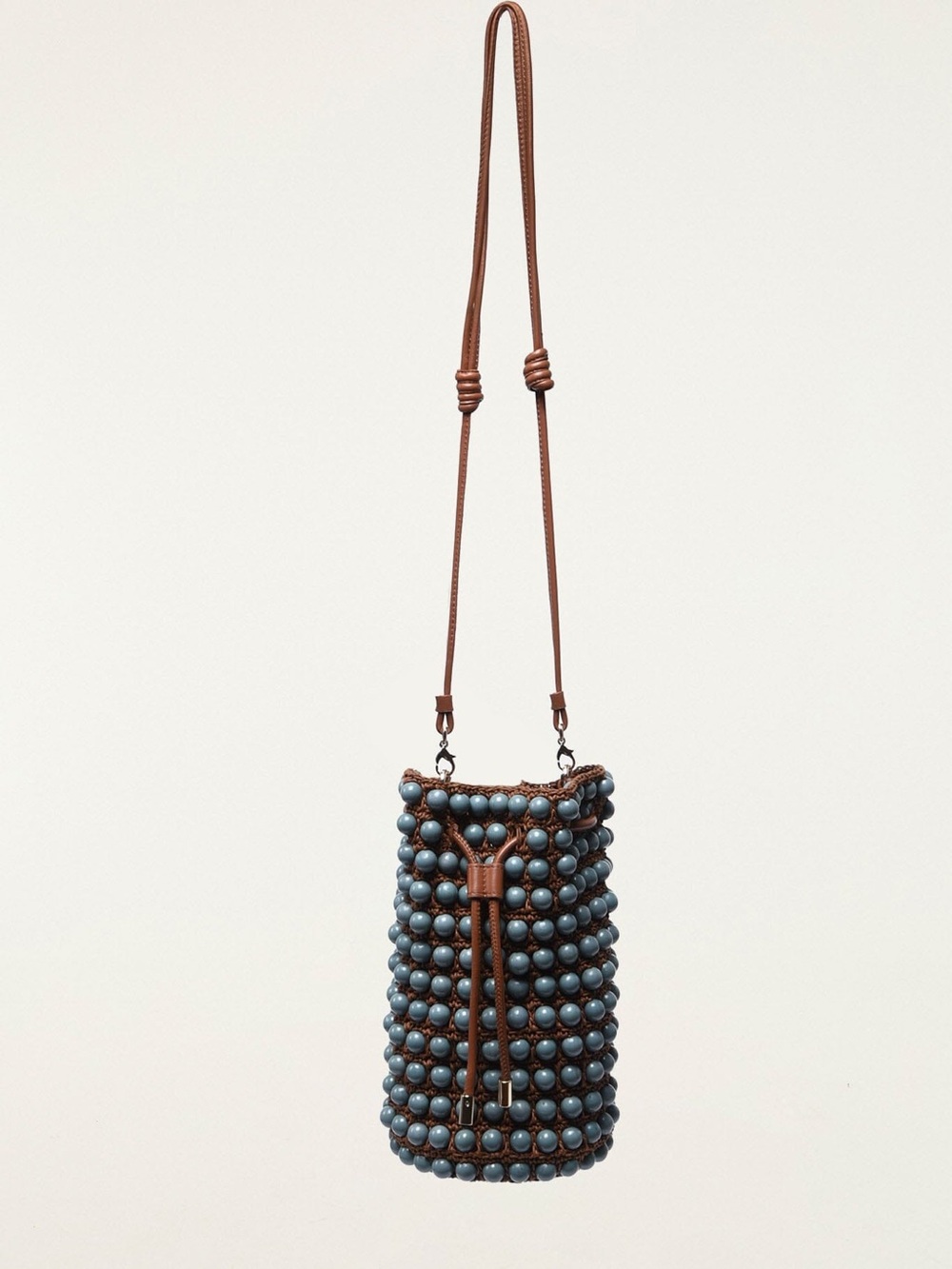 FARM RIO Beaded Macrame Bucket Bag